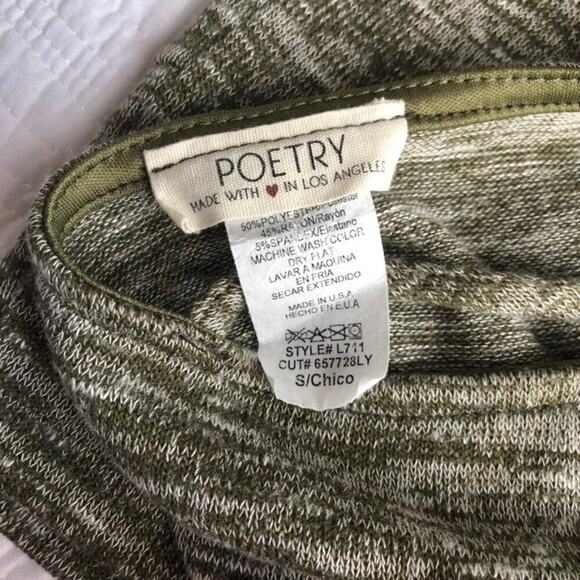 Poetry Vintage Y2K Crop Rank Top Womens Small Bohemian Summer Green Cream Flirty - Picture 6 of 6
